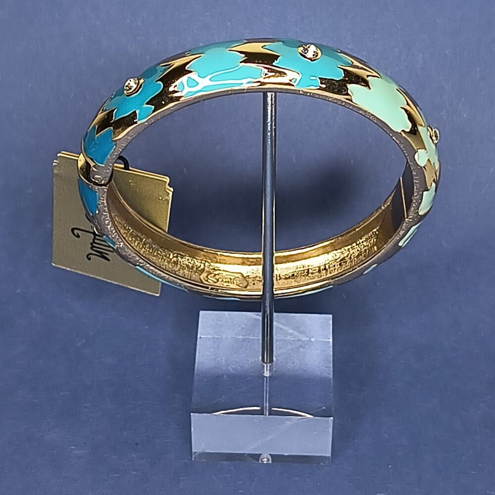 SEQUIN by NORDSTROM Hinged Bangle Bracelet Enamel Thre Tone Blue Chevron Western